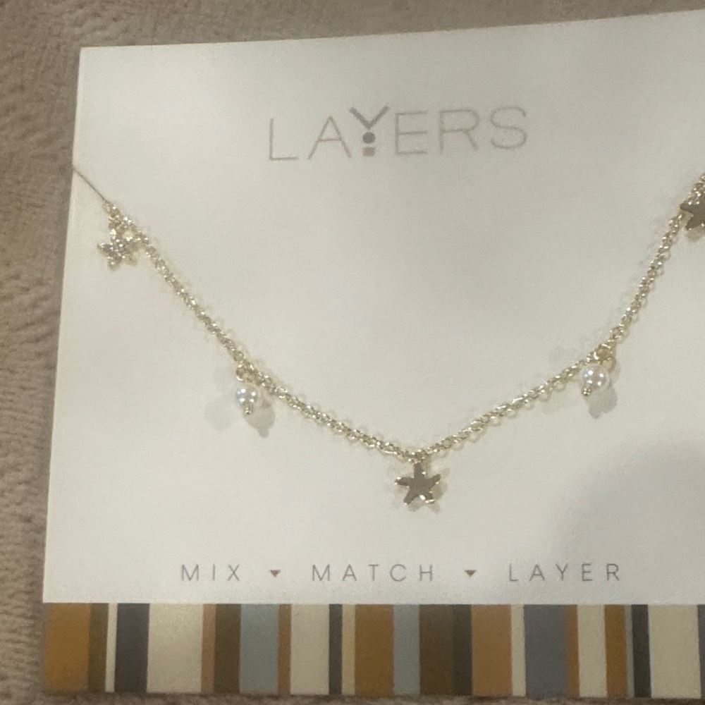 Layers Gold and Pearl Star Necklace